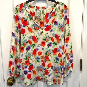 Bright floral silk top by Joie, small